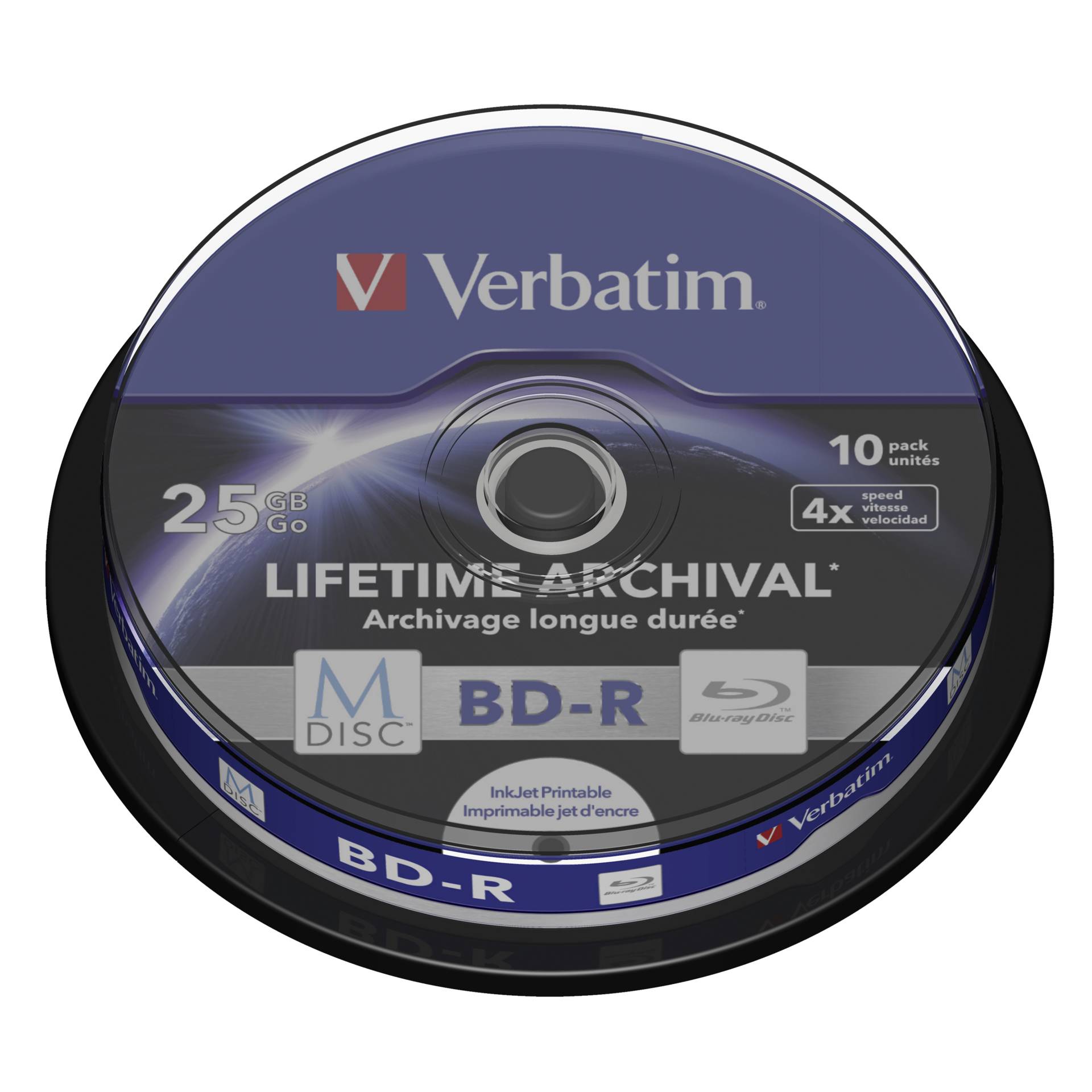 25GB Verbatim 4x BD-R 10er Spindel printable M-DISC Rohling 