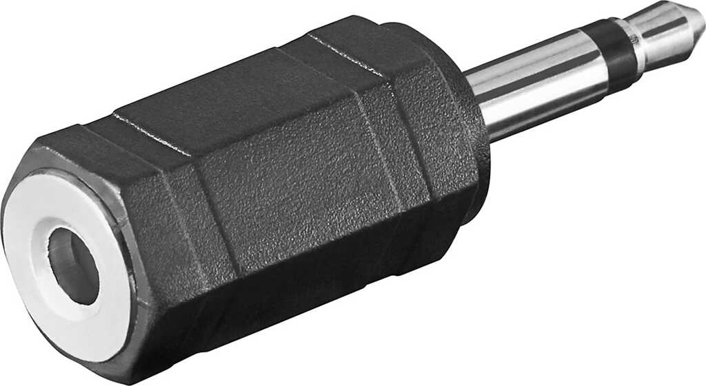 Goobay Kopfhörer-Adapter, AUX-Klinke 3,5 mm Mono zu Stereo, 1x 3,5-mm-Klinkenstecker (2-polig, mono) > 1x 3,5-mm-Klinkenbuchse (3-polig, stereo), schwarz
