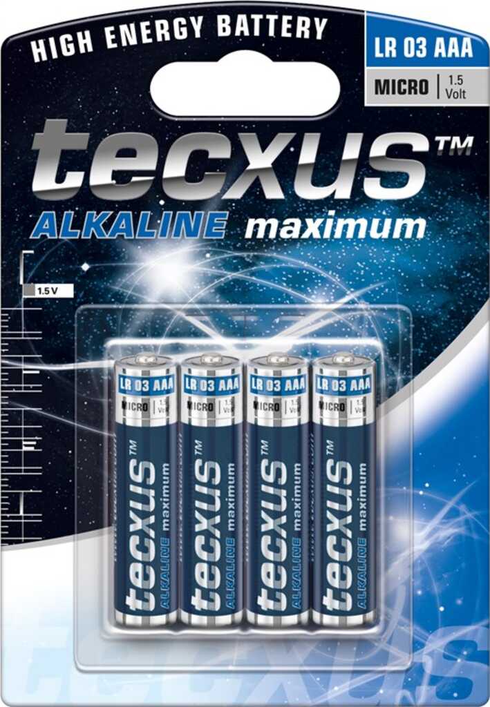 tecxus Alkalinebatterie AAA (Micro), LR03, 1,5V 4 Stück 