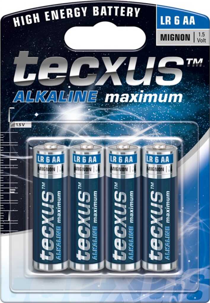 tecxus Alkalinebatterie AA (Mignon), LR6, 1,5 V - 4 Stück 