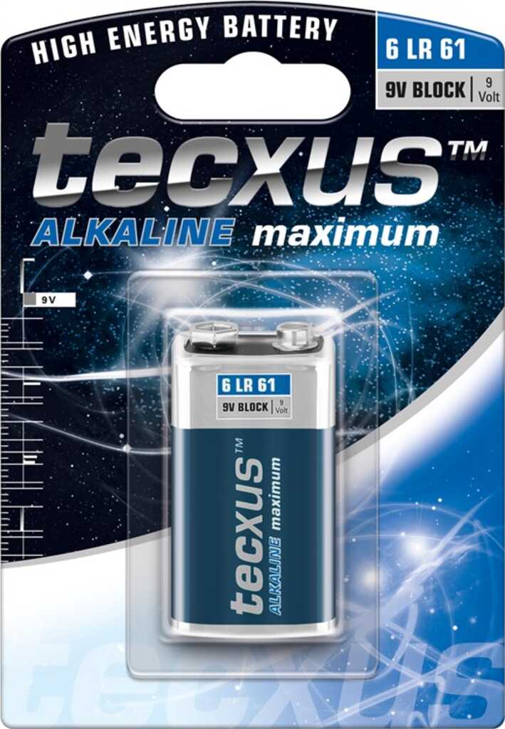 tecxus Alkalinebatterie 9V Block, 6LR61  1 Stück 