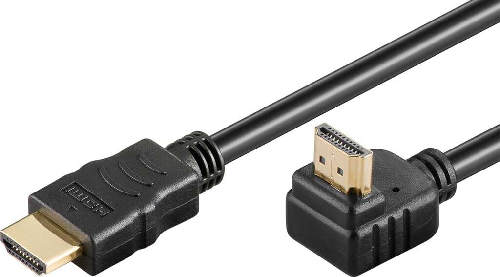 1,5m High-Speed 1.4 HDMI-Kabel gewinkelt stecker/ stecker mit Ethernet für 4k/30Hz schwarz goobay