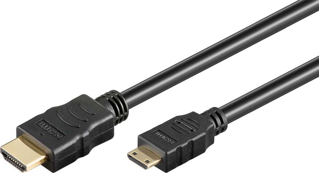 2m High Speed Mini 1.4 HDMI-Kabel, Typ A > Typ C stecker/ stecker mit Ethernet für 4k/30Hz schwarz goobay