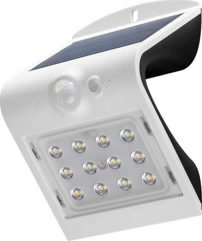 LED Solar-Wandleuchte mit Bewegungsmelder, 1,5 W weiss intelligenter PIR-Sensor - 3 Modi, Einschaltung bei <30 Lux