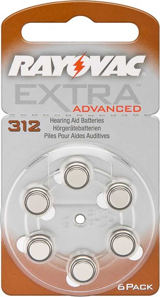 Rayovac PR41/312A Batterie, 6 Stk. Blister Zink-Luft Hörgeräte-Knopfzelle, 1,4 V