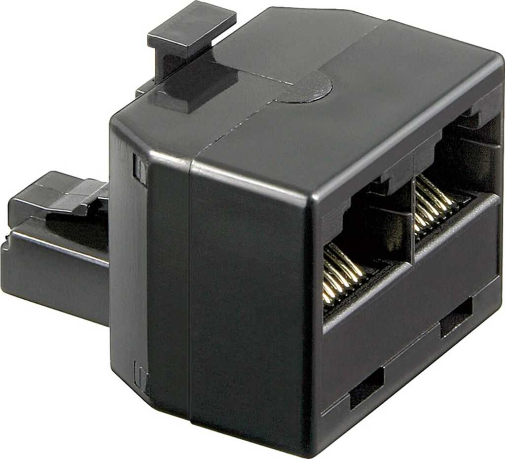 Goobay ISDN-T-Adapter, RJ45-Stecker (8P8C) > 2x RJ45-Buchse (8P8C), schwarz