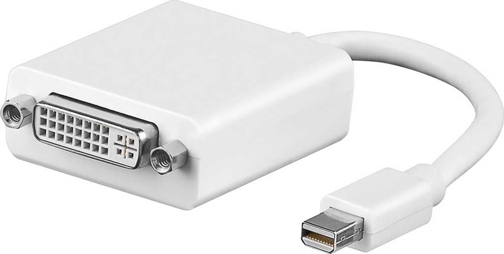 Adapter Mini DisplayPort 1.1 > DVI-I Dual-Link (24+5 pin) stecker/ buchse für Full HD-Auflösungen von 1080p (60 Hz)