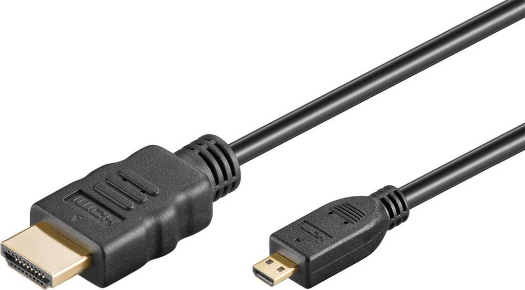 0,5m High-Speed 2.0 Micro HDMI > HDMI-Kabel stecker/ stecker mit Ethernet für 4k/60Hz schwarz goobay