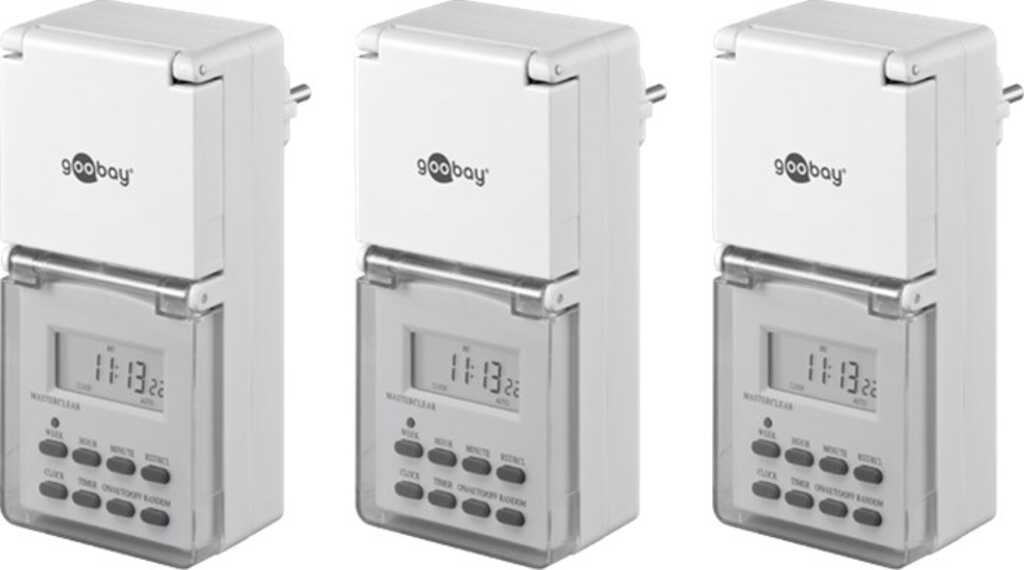 goobay Digitale Zeitschaltuhr IP44 3er-Set