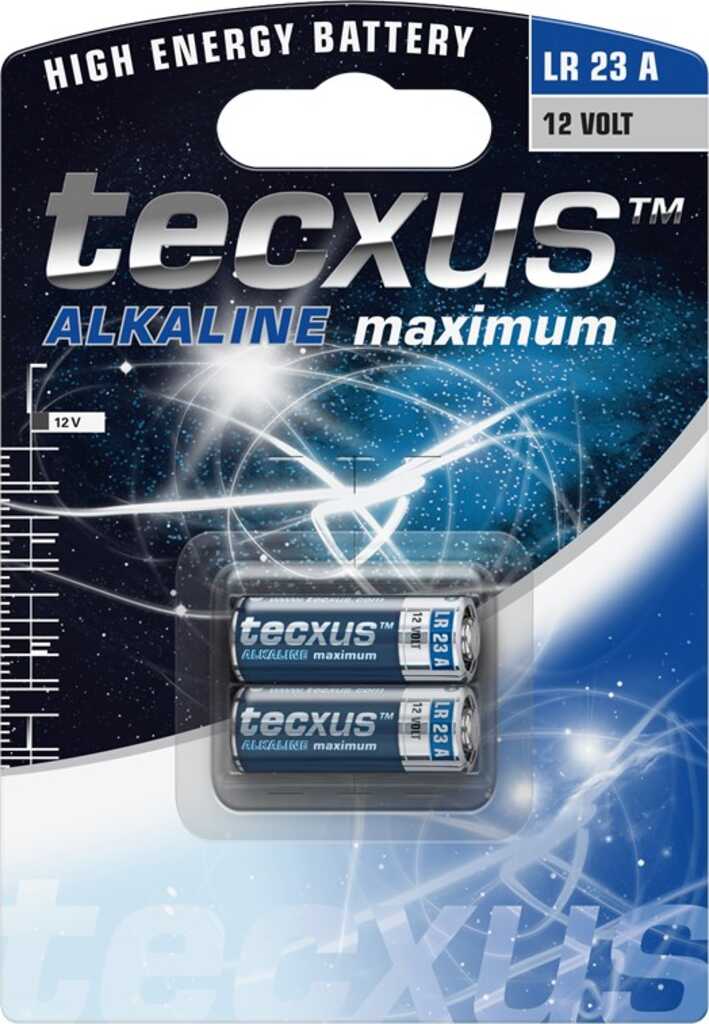 Tecxus LR23 Batterie, 2 Stk. im Blister Alkali-Mangan Batterie (Alkaline), 12 V