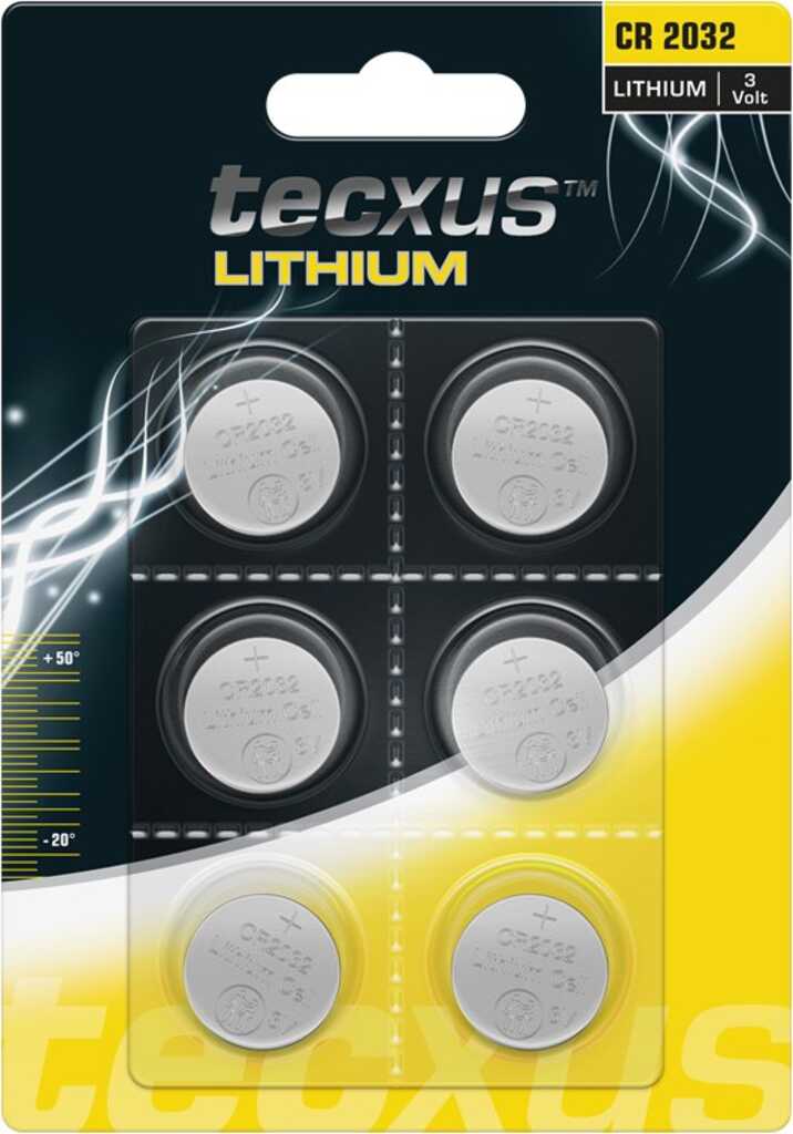 6er-Pack Tecxus Lithium-Knopfzelle CR2032, 3V 