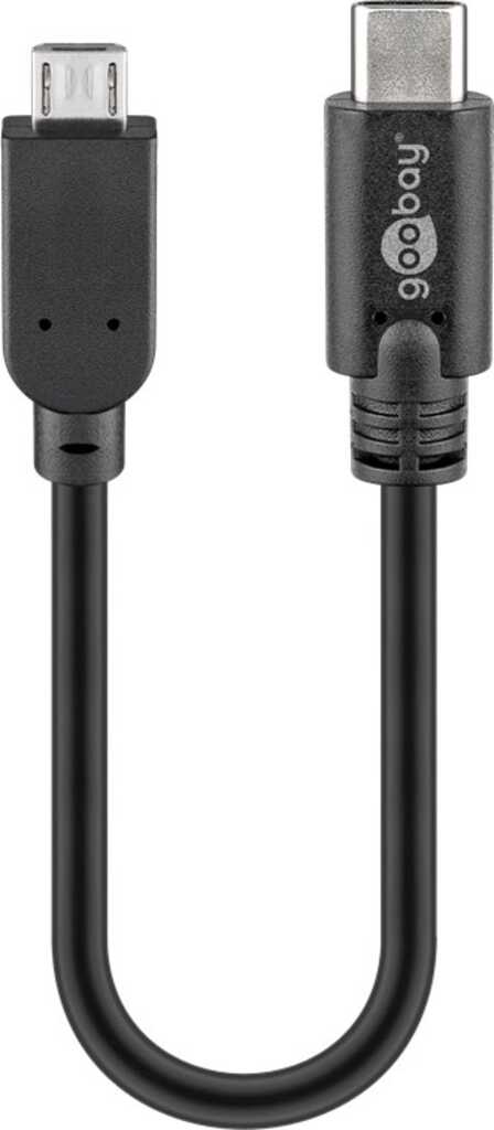 0,2m USB 2.0-Kabel, Typ-B-Micro auf Typ-C stecker/ stecker (0,48 Gbit/s/ 2,5 W) goobay, schwarz