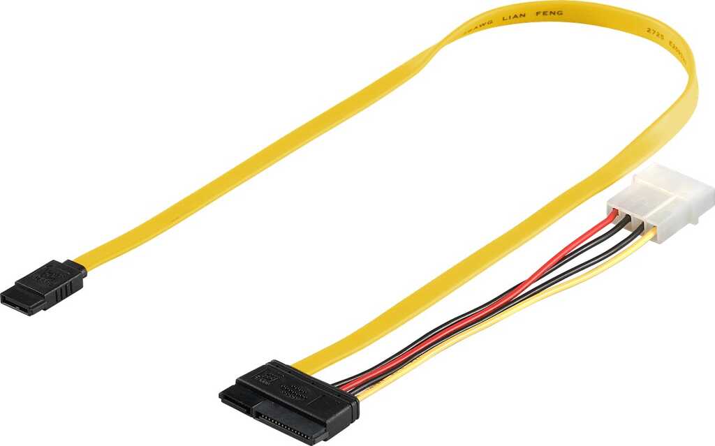 0,5m SATA III. 6Gb/s 2in1 Datensignal + Stromadapter HDD S-ATA Kabel, gelb goobay