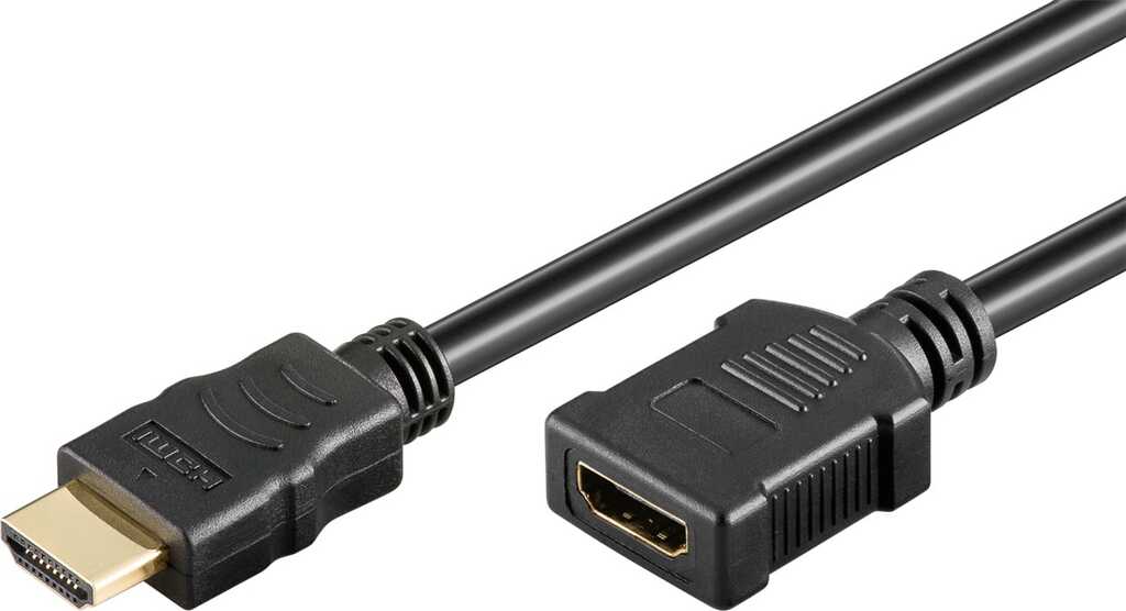 0,5m High-Speed 1.4 HDMI-Verlängerungskabel stecker/ buchse mit Ethernet für 4k/30Hz schwarz goobay