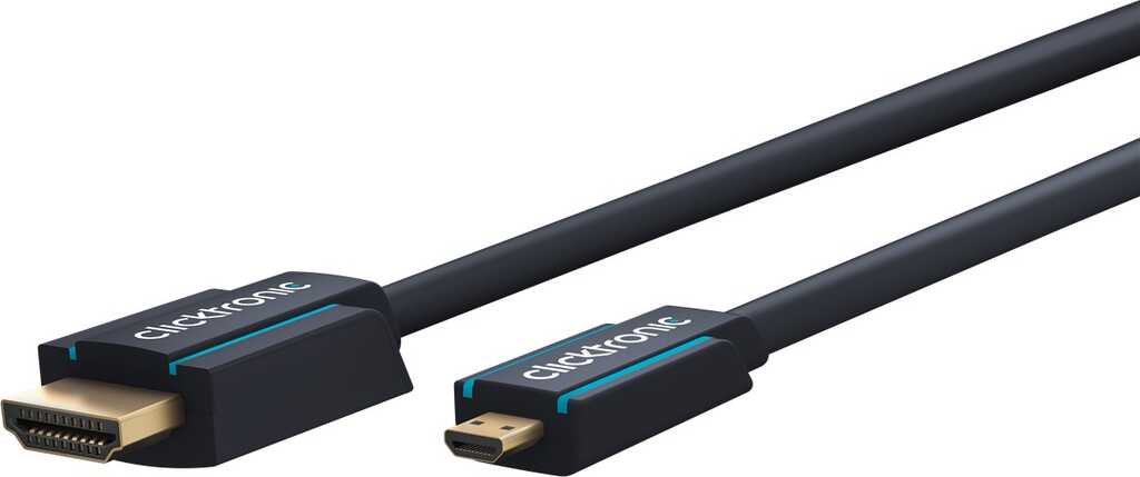 ClickTronic 5m Micro-HDMI Adapter HDMI-Kabel HDMI Typ D (Mikrofon) HDMI Typ A (Standard) Blau