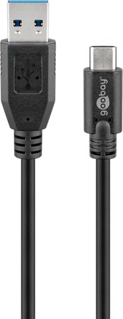 2m USB 3.0-Kabel, Typ-A auf Typ-C stecker/ stecker (5 Gbit/s/ 15 W) goobay, schwarz