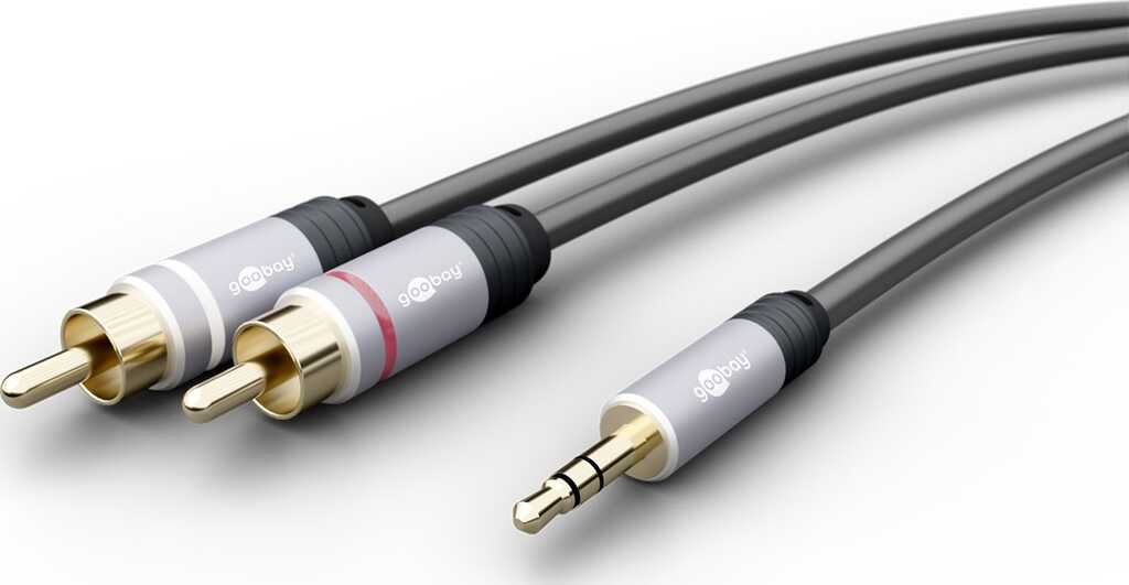 1,5m Klinke-Kabel 3,5mm Stecker (3-Pin, stereo) > 2x Cinch-Stecker (Audio links/rechts), goobay PLUS