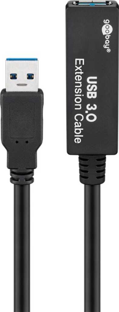 5m USB 3.0-Verlängerungskabel Aktiv, Typ-A auf Typ-A stecker/ buchse (5 Gbit/s) goobay, schwarz
