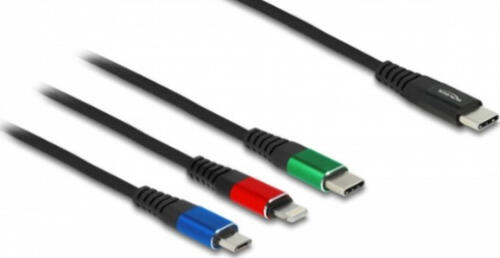 DeLOCK USB Ladekabel 3 in 1 USB Type-C zu Lightning / Micro USB / USB Type-C 30 cm