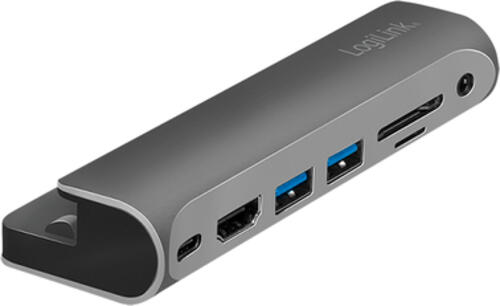 LogiLink UA0385 laptop-dockingstation & portreplikator USB Typ-C Schwarz, Silber