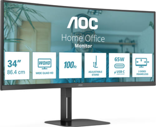 AOC V5 CU34V5C&sol;BK LED display 86&comma;4 cm &lpar;34&rpar; 3440 x 1440 Pixel Wide Quad HD Schwarz