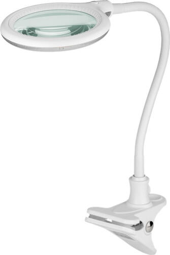 Goobay LED-Klemm-Lupenleuchte, 6 W, weiß 480 lm, 100 mm Glaslinse, 1,75-fache Vergrößerung, 3 Dioptrien