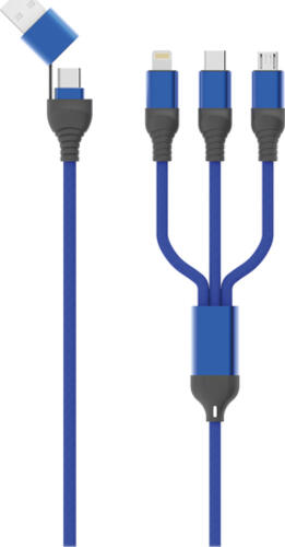 2GO 797360 USB Kabel 1,2 m USB A/USB C USB C/Micro-USB B/Lightning Schwarz, Blau