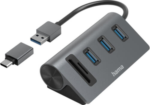 Hama 00200140 laptop-dockingstation & portreplikator USB 3.2 Gen 1 (3.1 Gen 1) Type-A Anthrazit, Schwarz