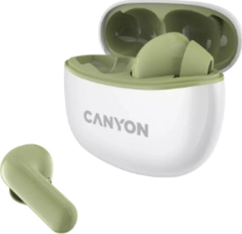 Canyon CNS-TWS5GR Kopfhörer & Headset Kabellos im Ohr Anrufe/Musik/Sport/Alltag USB Typ-C Bluetooth Grün, Weiß