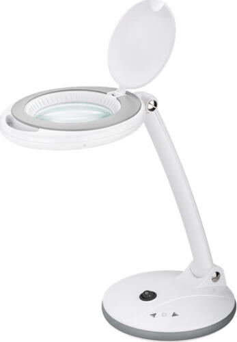 Goobay LED-Stand-Lupenleuchte, 6 W, weiß 80-450 lm, dimmbar, 100 mm Glaslinse, 1,75-fache Vergrößerung, 3 Dioptrien