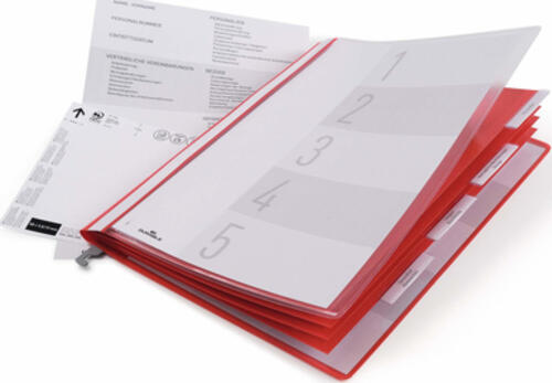 Durable 255503 Tab-Register Konventioneller Dateiordner Kunststoff Rot, Transparent