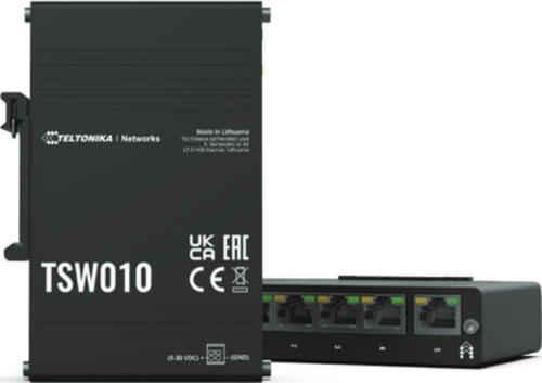 Teltonika TSW010 DIN Rain Switch 5 x Fast Ethernet (10/100) Power over Ethernet (PoE) Schwarz