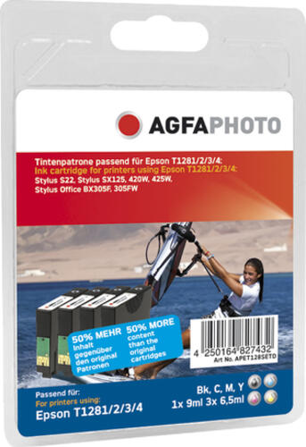 AgfaPhoto APET128SETD Druckerpatrone 4 Stück(e) Schwarz, Cyan, Magenta, Gelb