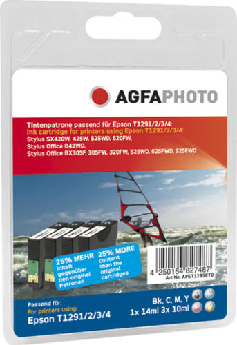 AgfaPhoto APET129SETD Druckerpatrone 4 Stück(e) Schwarz, Cyan, Magenta, Gelb