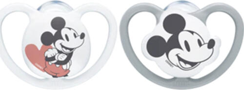 NUK Disney Mickey Mouse Klassischer Babyschnuller Kieferorthopädisch Silikon Grau, Weiß
