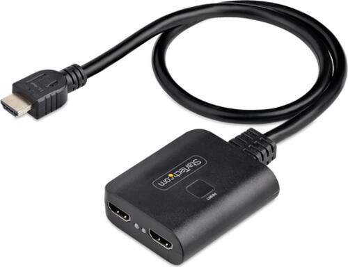StarTech.com 2-Port HDMI Splitter 4K 60Hz, HDMI 2.0 Video, 4K HDMI Splitter 1In 2Out, 1x2 HDMI Verteiler 4k, HDR/HDCP, Dual HDMI Splitter, 50 cm Integriertes HDMI Kabel, Scaler