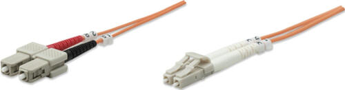 Intellinet Glasfaser LWL-Anschlusskabel, Duplex, Multimode, LC/SC, 62,5/125 m, OM1, 5 m, orange
