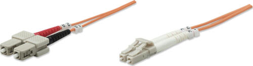Intellinet Glasfaser LWL-Anschlusskabel, Duplex, Multimode, LC/SC, 62,5/125 m, OM1, 10 m, orange
