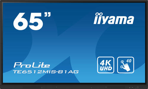 iiyama TE6512MIS-B1AG Signage-Display Interaktiver Flachbildschirm 165,1 cm (65) LCD WLAN 400 cd/m 4K Ultra HD Schwarz Touchscreen Eingebauter Prozessor Android 11 24/7