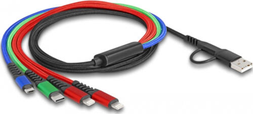 DeLOCK 87884 USB Kabel 1,2 m USB 2.0 USB A/USB C 2 x Lightning / Micro USB-B / USB C Schwarz, Blau, Grün, Rot