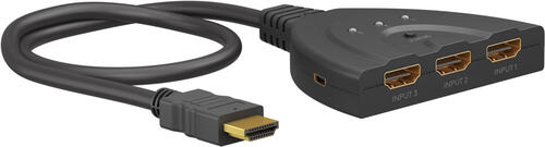 Goobay HDMI-Umschaltbox 3 auf 1 (4K @ 60 Hz) zum Umschalten zwischen 3x HDMI-Geräten angeschlossen an 1x HDMI-Display
