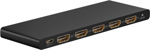 Goobay HDMI-Splitter 1 auf 4 (4K @ 60 Hz) teilt 1x HDMI-Eingangssignal auf 4x HDMI-Ausgänge auf