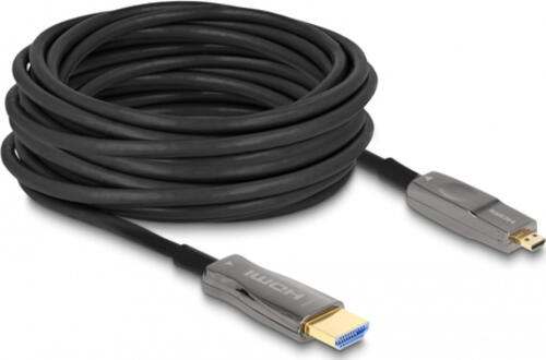 DeLOCK 86006 HDMI-Kabel 15 m HDMI Typ A (Standard) HDMI Typ D (Mikrofon) Schwarz, Grau
