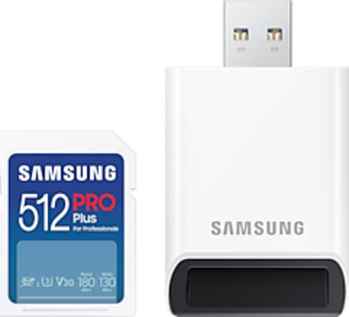 512 GB Samsung PRO Plus for Professionals SDXC  USB-Kit Speicherkarte, lesen: 180MB/s, schreiben: 130MB/s