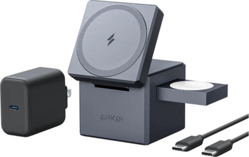 Anker Innovations Y1811G11 Ladegerät für Mobilgeräte Kopfhörer, Smartphone, Smartwatch Schwarz AC, USB Kabelloses Aufladen Schnellladung Drinnen