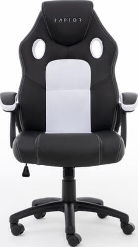 Raptor Gaming 437770 Videospiel-Stuhl PC-Gamingstuhl Gepolsterter Sitz Schwarz, Weiß