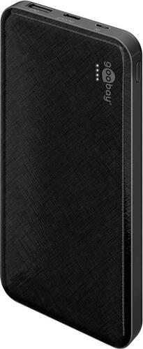 Goobay Powerbank Slimline 10.000 mAh extrem flache Powerbank mit USB-C- und USB-A-Port für flexibles Anschließen