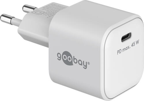 Goobay USB-C PD GaN Schnellladegerät Nano (45 W) weiß 1x USB-C-Anschluss (Power Delivery)