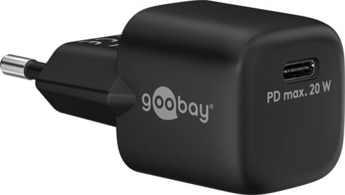 Goobay USB-C PD GaN Schnellladegerät Nano (20 W) schwarz 1x USB-C-Anschluss (Power Delivery)