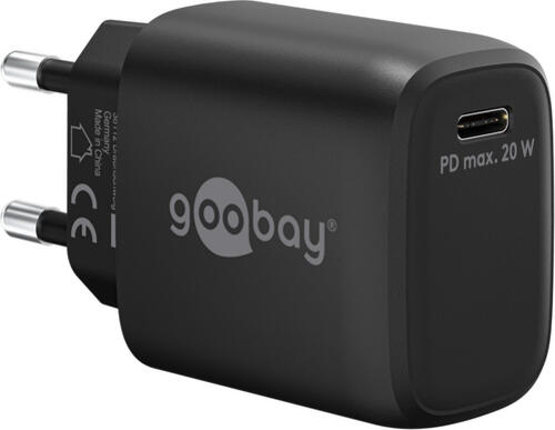 Goobay USB-C PD GaN Schnellladegerät (20 W) schwarz 1x USB-C-Anschluss (Power Delivery)
